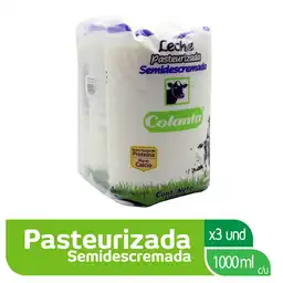 Leche Pasteurizada Semidescremada Colanta Bolsa x 1000 mL x 3 U