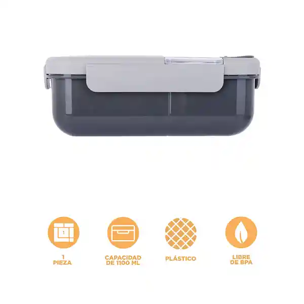 Contenedor de Alimentos 2 Compartimentos Cool Style Gris Miniso