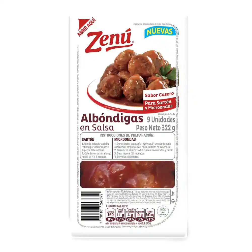 Zenú Albóndigas en Salsa Sabor Casero