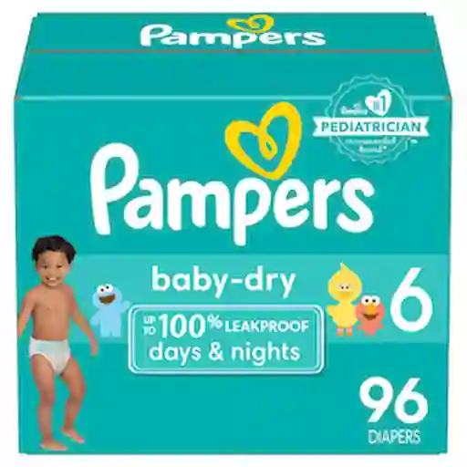 Pampers Pañales Baby-Dry, Talla 6 x 96 Unidades