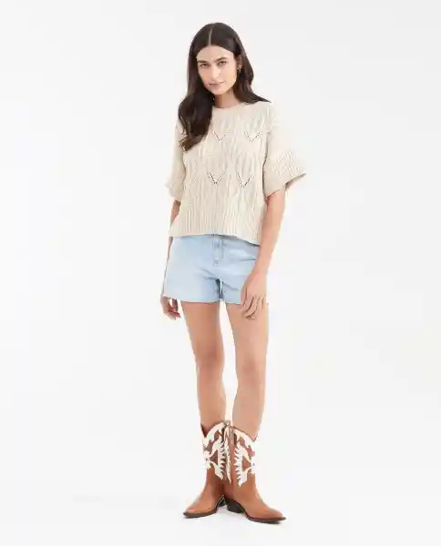 Camiseta Tejida Soft Caqui Fango Medio Talla M Chevignon