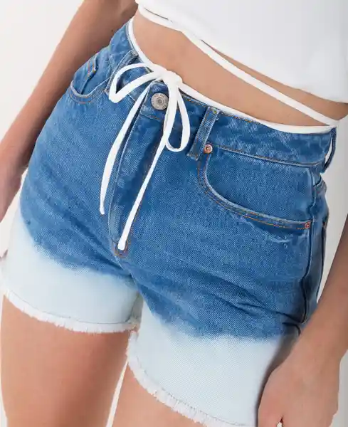 Short De Denim Con Degradé Azul Indigo Medio Talla 4 Mujer Naf Naf