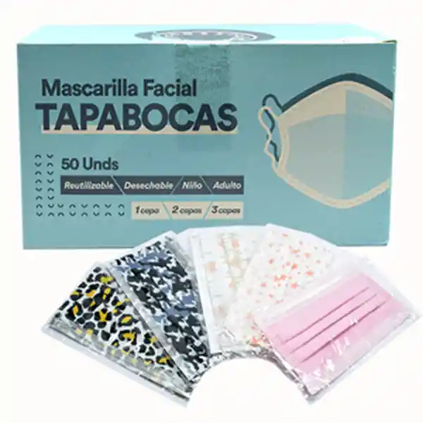 Termosell Tapabocas Desechable Estampado Jeans Con Elastica