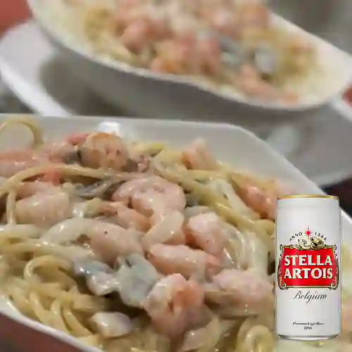 Combo Pastas con Camarones + Stella Artois 330 ml