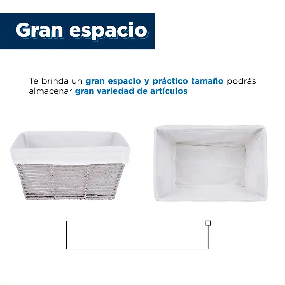 Miniso Cesta de Almacenamiento Tejida Cuerda de Papel Gris