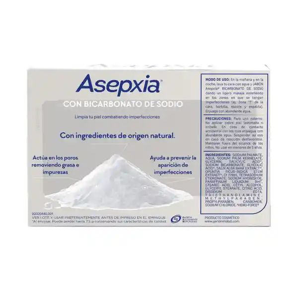 Asepxia Jabón Facial Limpieza Intensiva con Bicarbonato de Sodio
