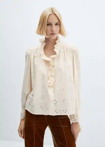 Blusa Clara Offwhite Talla S Mujer Mango