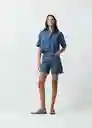 Camisa Tulia Mujer Azul Indigo Medio Talla S 412G305 Naf Naf