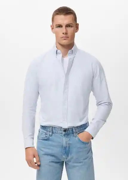 Camisa Kodak Celeste Talla M Hombre Mango