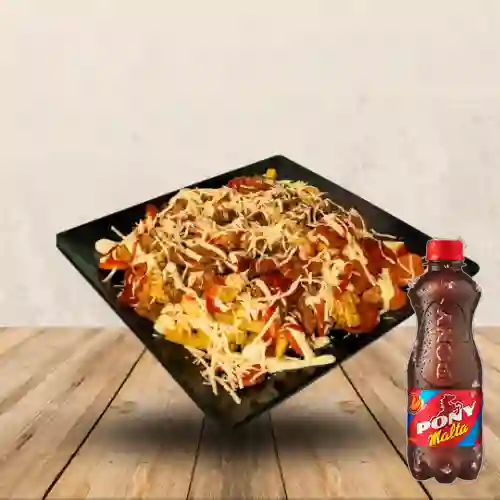 Combo Salchipapa Super Especial + Pony Malta 300 ml