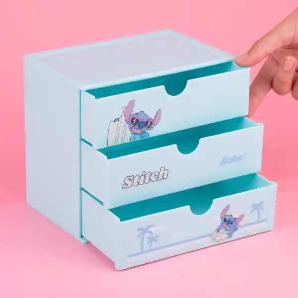 Organizador Plástico de 3 Cajones Serie Disney Stitch Miniso