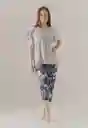 Pijama Camiseta y Pantalón Capri Azul Talla L