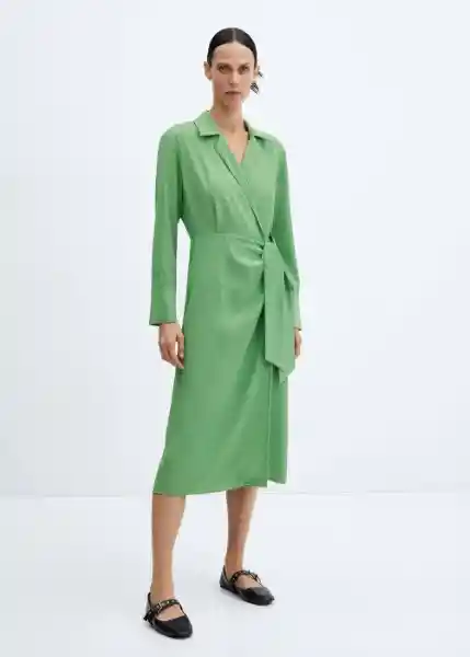 Vestido Crink-W Verde Talla S Mujer Mango