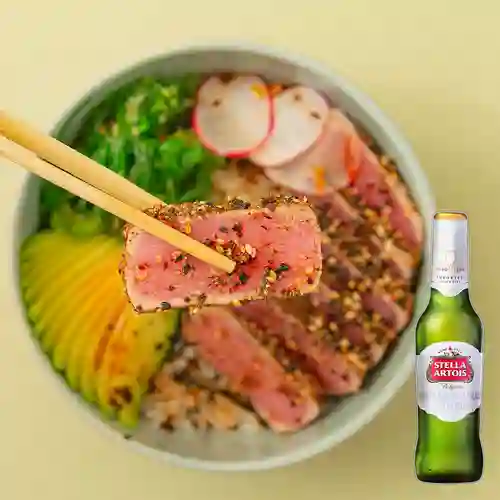 Combo Bowl de Atún + Cerveza Stella Artois Bot. 330ml