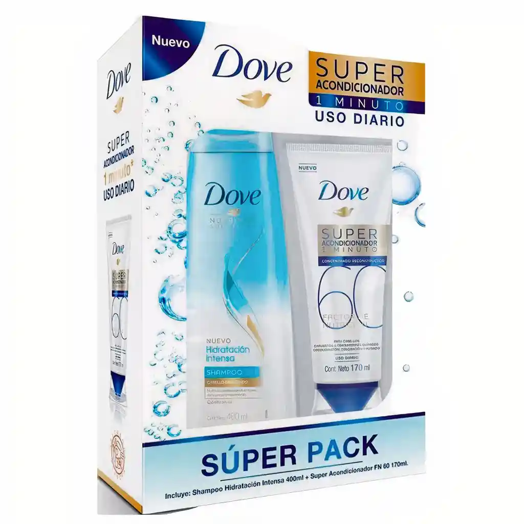 Dove Shampoo Hidratación Intensa 400 Ml + Dove Shampoo Hidratación Intensa 170 Ml