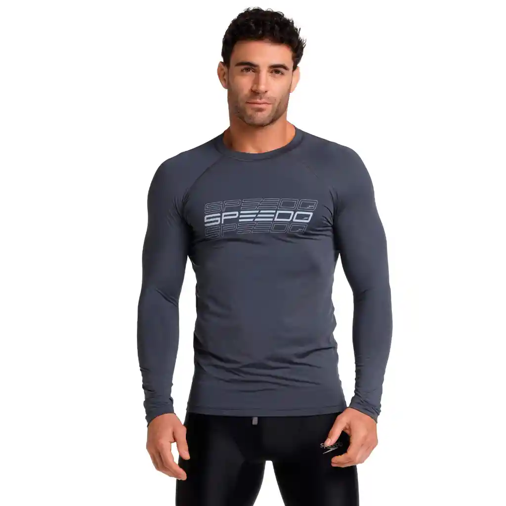 Camiseta Manga Larga Sunshine Speedo Lines Hombre Gris-xxl