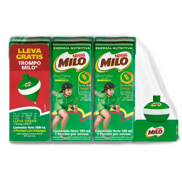 Milo Kit Leche Malteada Activ-Go 180 mL x 6 Und + Trompo 1 Und