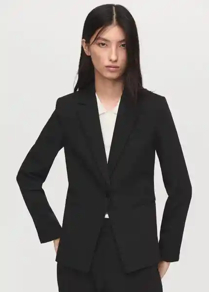 Blazer Americana Boreal Negro Talla 38 Mujer Mango