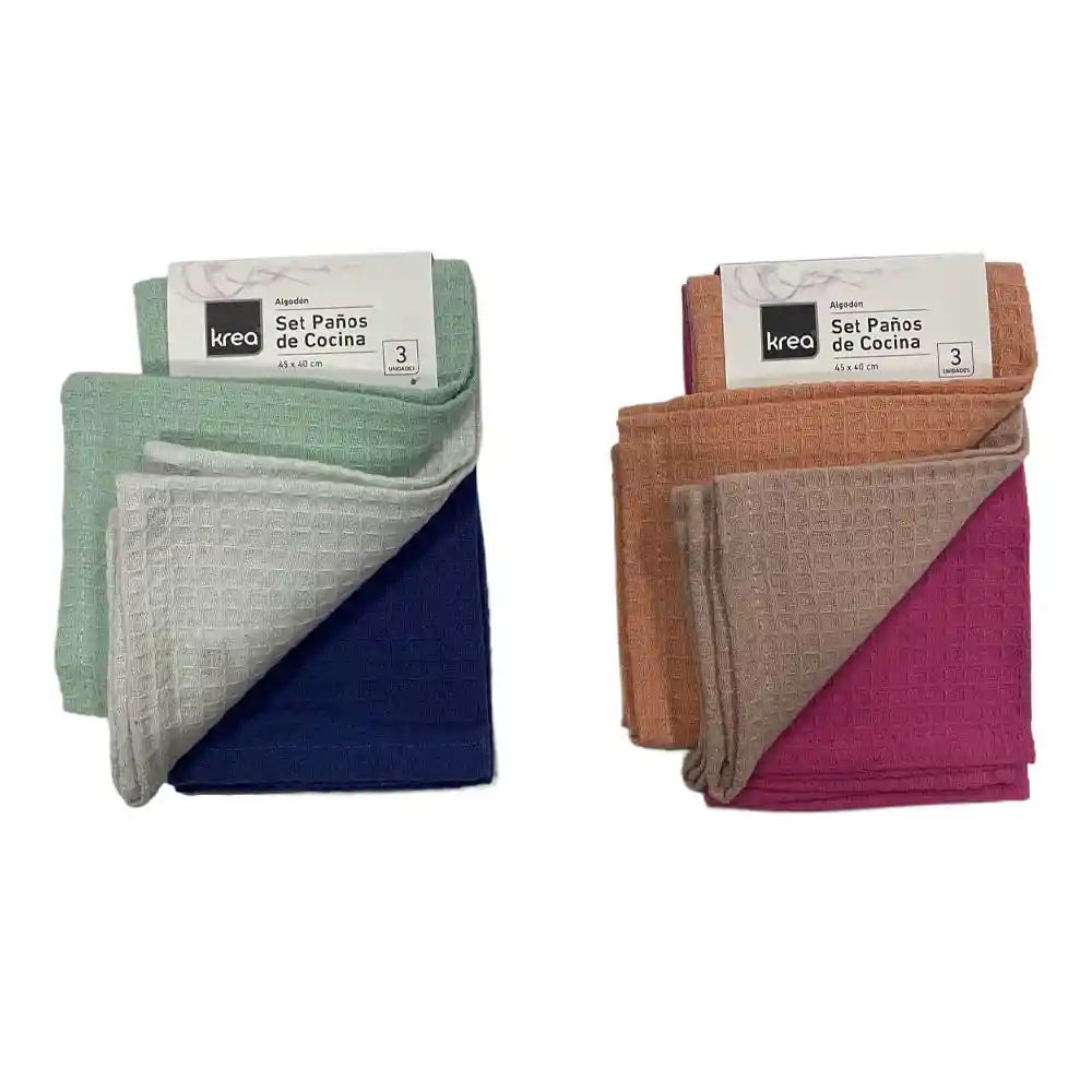 Set 3 Paños Gofre Color