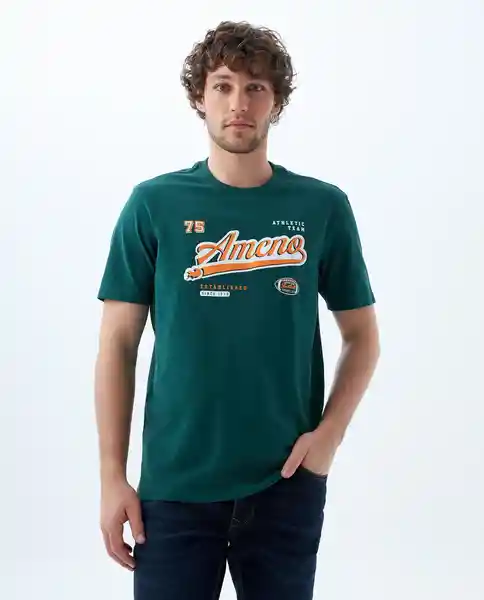 Camiseta Hombre Verde Talla M 849F015 Americanino