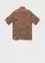 Camisa Saona Tabaco Talla M Hombre Mango