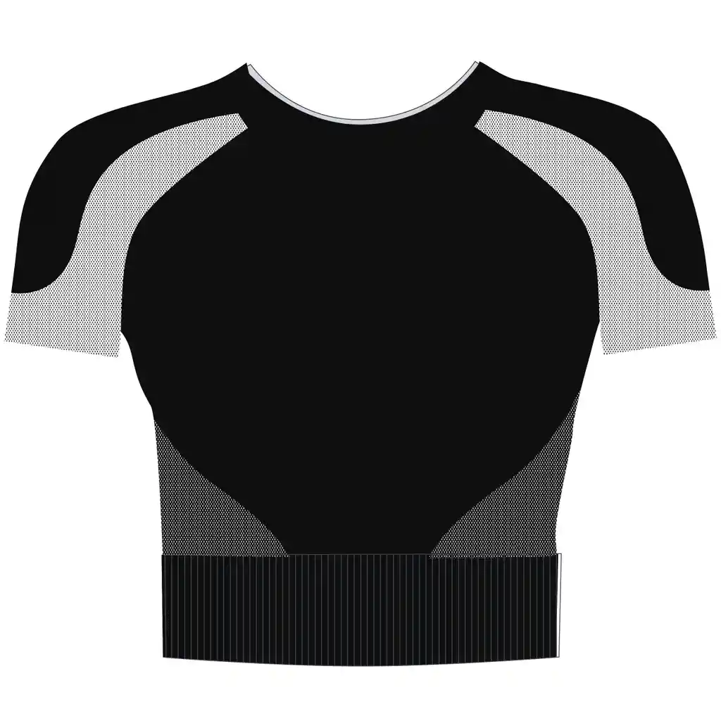 Crop-top de Fitness Manga Corta Ajustado Para Mujer Domyos 900 Negro