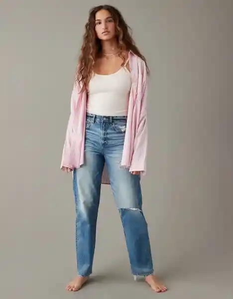 Camisa Mujer Rosa Talla: Small American Eagle