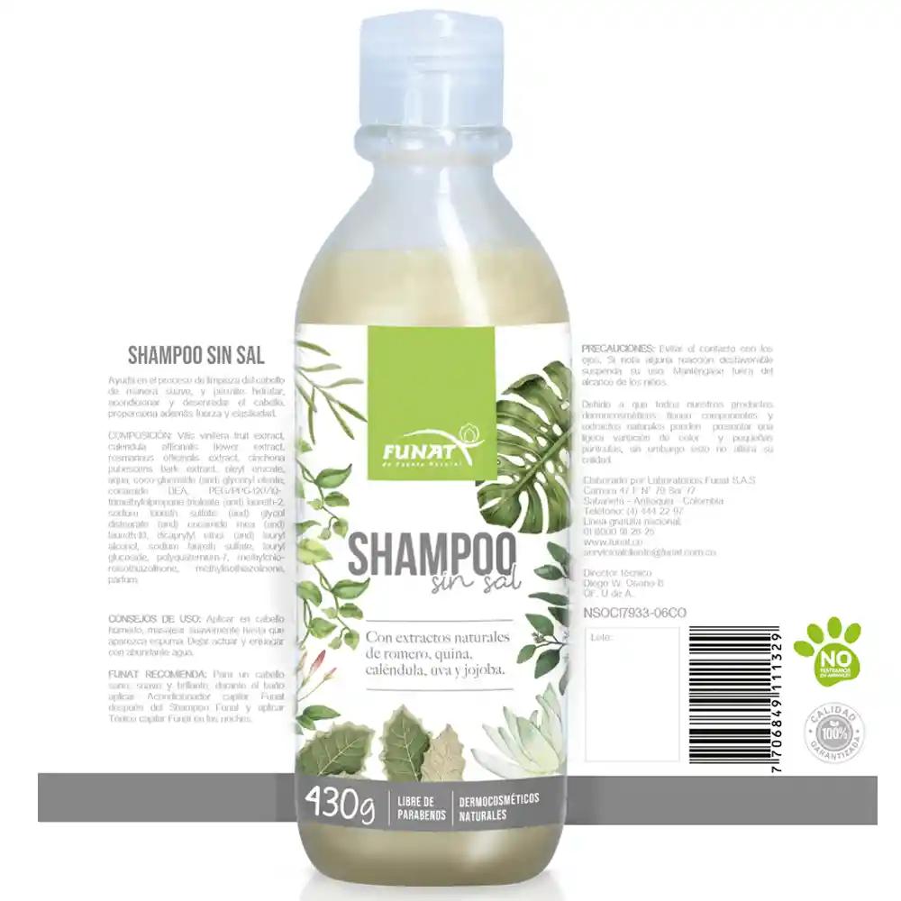 Funat Shampoo Con Extracto Naturales Sin Sal