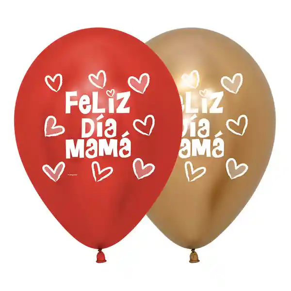 Sempertex Globo Impreso Feliz Dia Mama Corazones Surtido R-12