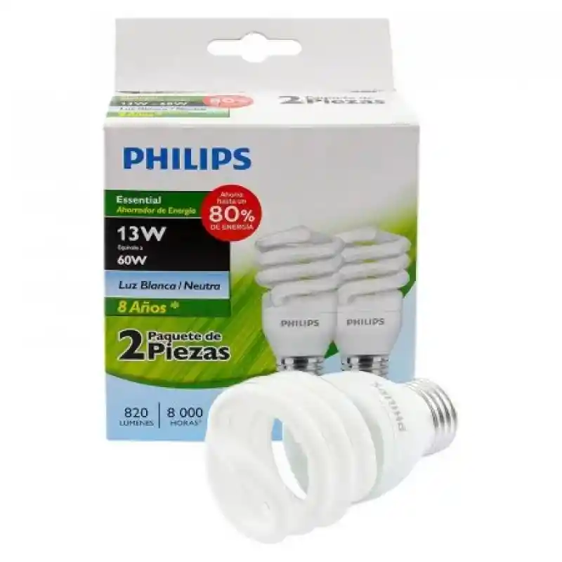 Philips Bombilla Ahorradora Esp 13W Set X 2