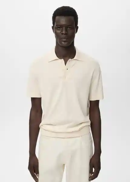 Camiseta Polo Tio Offwhite Talla M Hombre Mango
