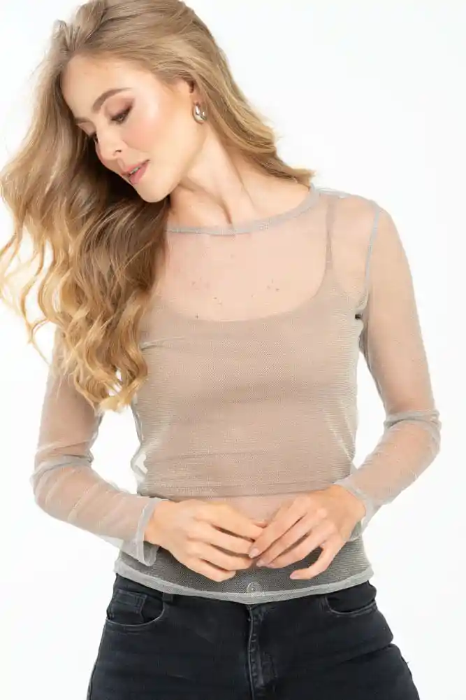 Top Mesh Manga Larga