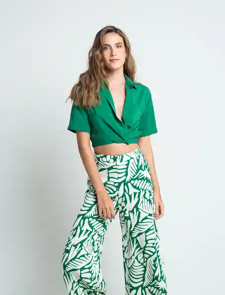 Camisa Cossio Mujer Verde Plantación Talla L - 411F308 Naf Naf