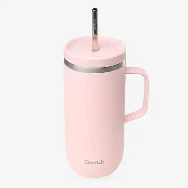 Qwetch Vaso Cold Cup Con Asa Isotérmico Rosado 600 mL