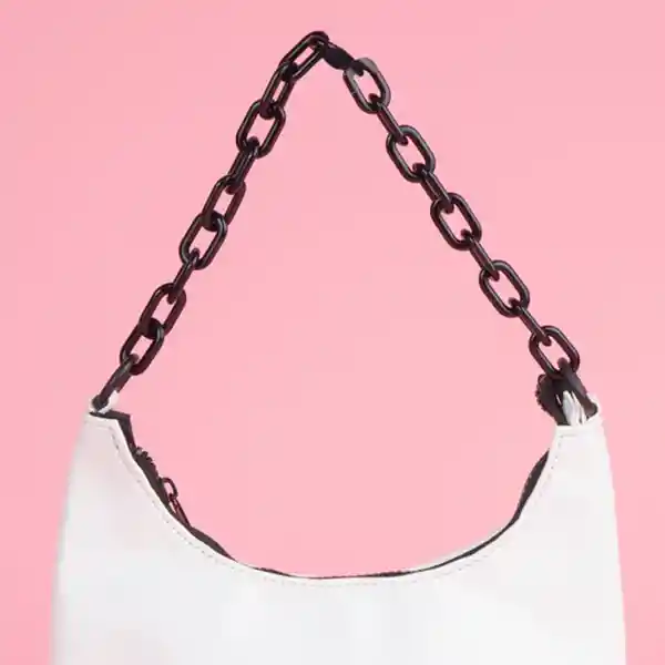 Bolso Hobo Serie Black & White Con Cadena Blanco Miniso