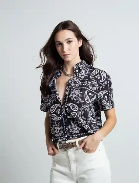 Camisa Ela Mujer Negro Puro Ultraoscuro Talla L 013F328 Naf Naf