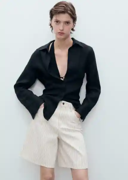 Bermuda Camilla Offwhite Talla 38 Mujer Mango