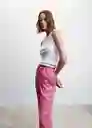 Pantalón Linew Rosa Pastel Talla 26 Mujer Mango