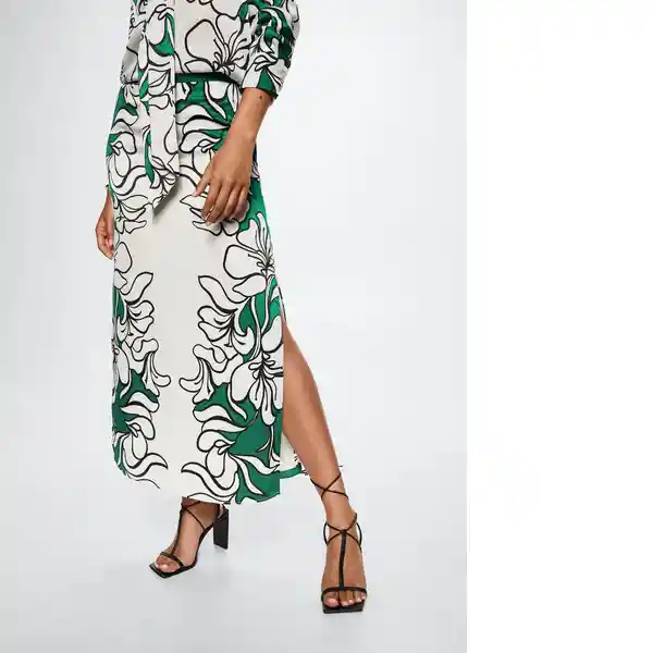 Falda Flori-A Verde Talla L Mujer Mango