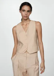 Chaleco Clavel Beige Talla S Mujer Mango