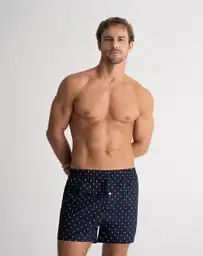 Bóxer Largo Amplio Tejido Plano Masculino Sekong X2 Punto Blanco Talla L