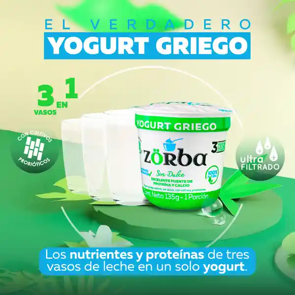 Zörba Yogurt Griego Natural Sin Dulce