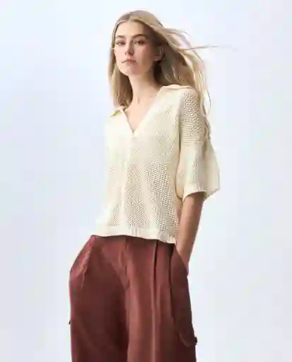 Camiseta Mujer Crudo Talla L 601G010_CRU110606 Americanino