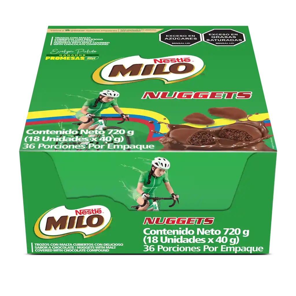 MILO NUGGETS cubiertos con sabor a chocolate 18 Unds x 20g c/u