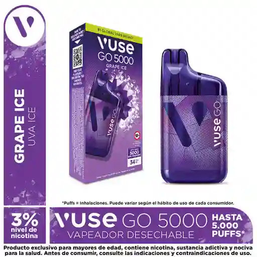 Vuse Go Vapeador 3000 Grape Ice 34 mg