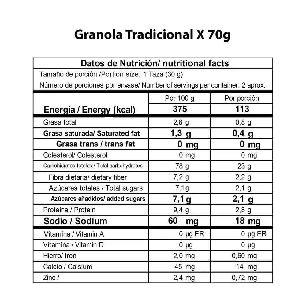 Granola Carolina Tradicional (70 Gr)