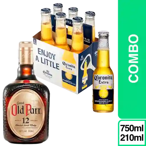 Combo Old Parr Whisky 12 Años + Coronita Extra Cerveza 6 Und