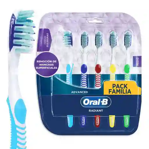 Cepillo de Dientes Remoción de Manchas Oral-B Radiant Con Cerdas Interdentales 5 Unidades