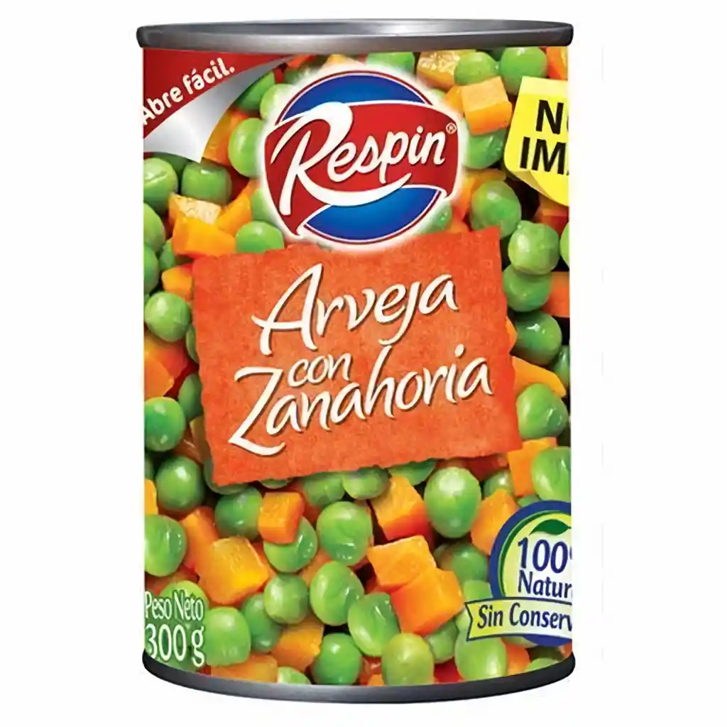 Respin Arveja Con Zanahoria Cortada en Cuadros