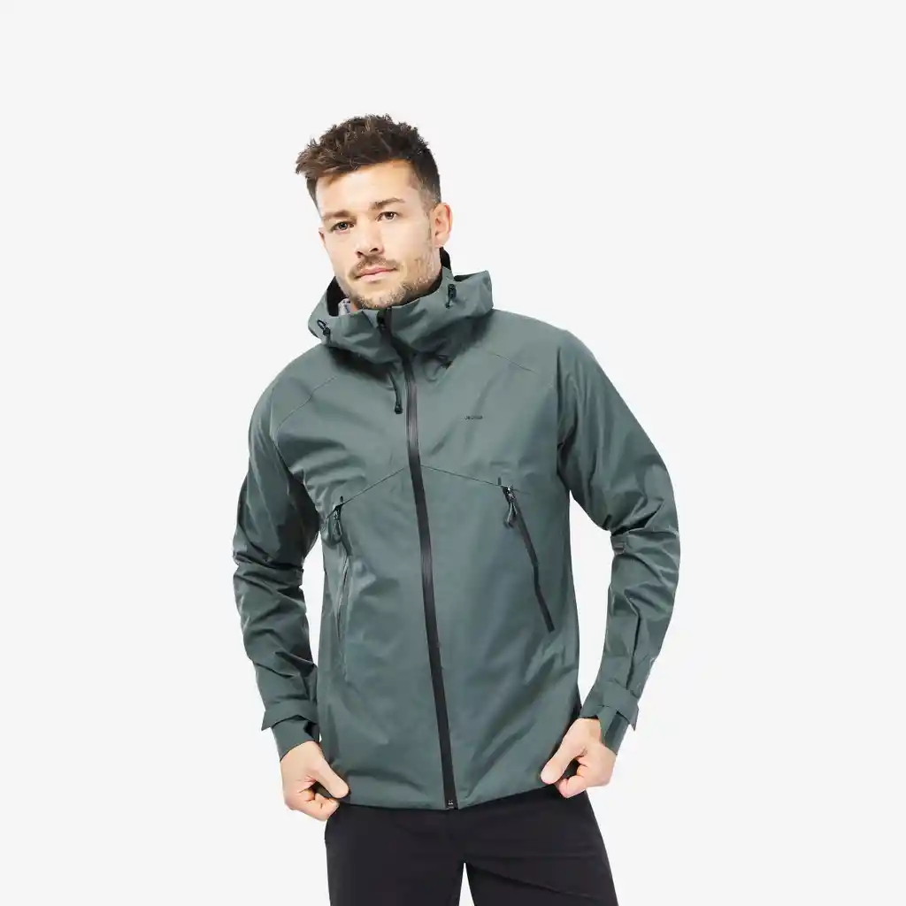 Chaqueta Impermeable de Senderismo Liviana Para Hombre Quechua Mh500 - Verde
